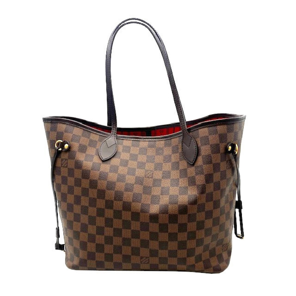 Louis Vuitton Neverfull Damier Tote Bag Canvas Leather Ebene Brown